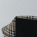 BURBERRY Nova Check Blue Label Hand Bag Nylon Beige Silver Auth mr449-9