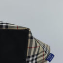 BURBERRY Nova Check Blue Label Hand Bag Nylon Beige Silver Auth mr449-14