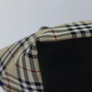 BURBERRY Nova Check Blue Label Hand Bag Nylon Beige Silver Auth mr449-15