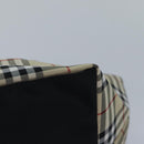 BURBERRY Nova Check Blue Label Hand Bag Nylon Beige Silver Auth mr449-16