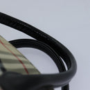 BURBERRY Nova Check Blue Label Hand Bag Nylon Beige Silver Auth mr449-8