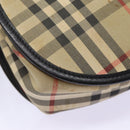 Burberrys Nova Check Shoulder Bag Canvas Beige Black Silver Auth mr460-14