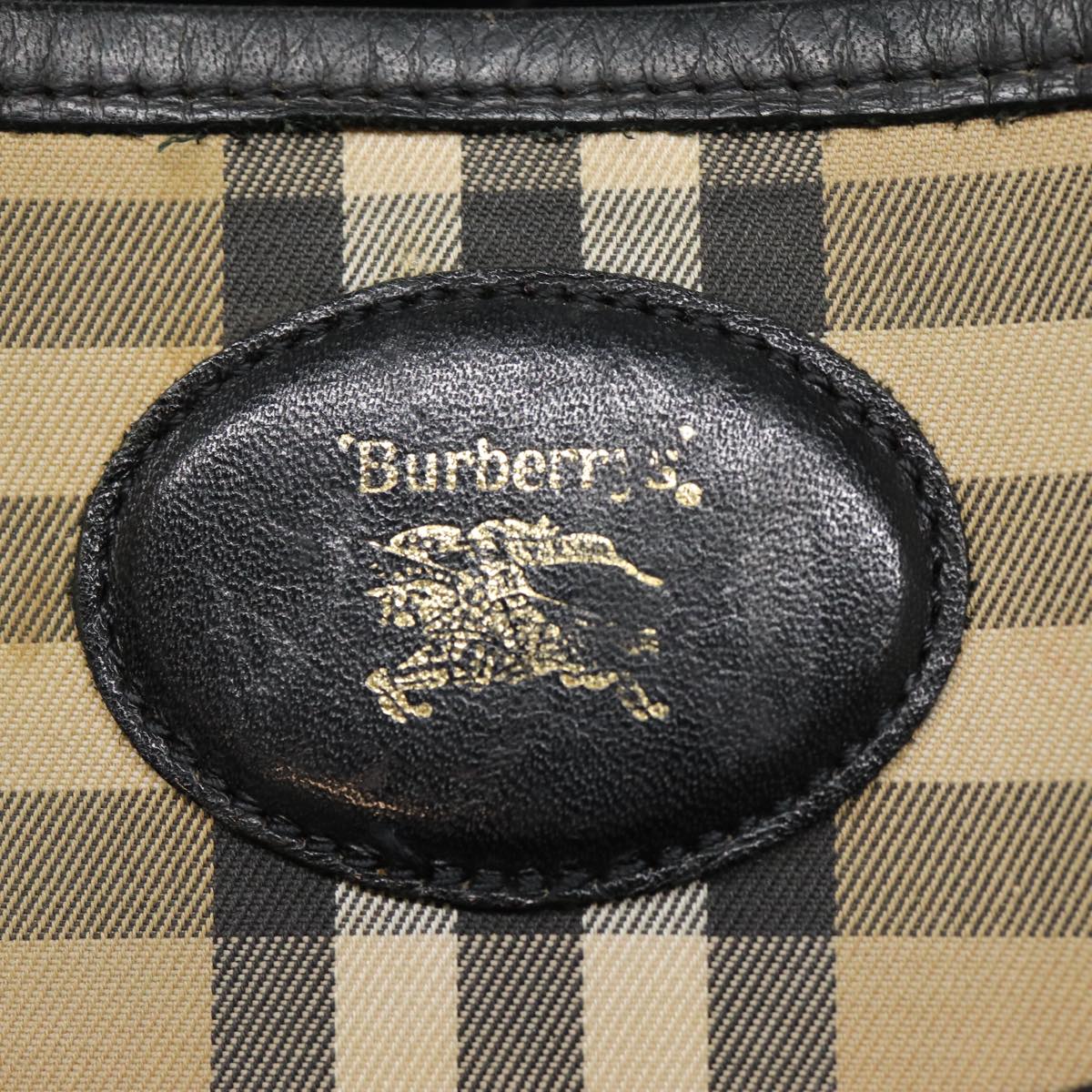 Burberrys Nova Check Shoulder Bag Canvas Beige Black Silver Auth mr460