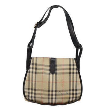Burberrys Nova Check Shoulder Bag Canvas Beige Black Silver Auth mr460 - 0