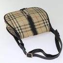Burberrys Nova Check Shoulder Bag Canvas Beige Black Silver Auth mr460-7