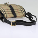 Burberrys Nova Check Shoulder Bag Canvas Beige Black Silver Auth mr460-8