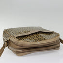 FENDI Zucchino Canvas Shoulder Bag Beige Auth mr470-6