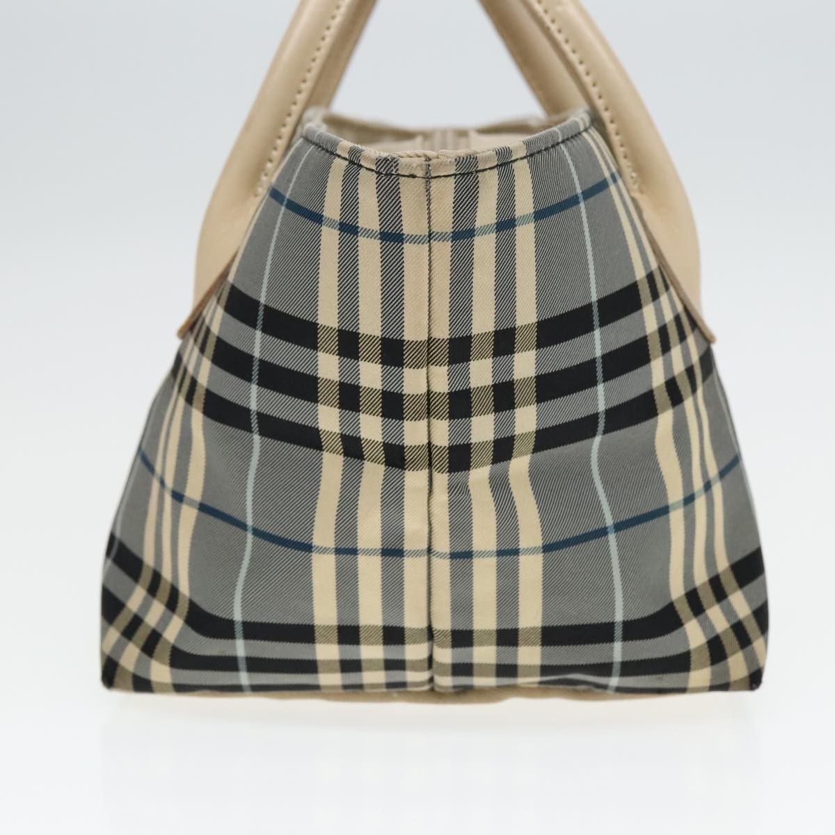 BURBERRY Nova Check Black label Hand Bag Nylon Blue Auth mr478