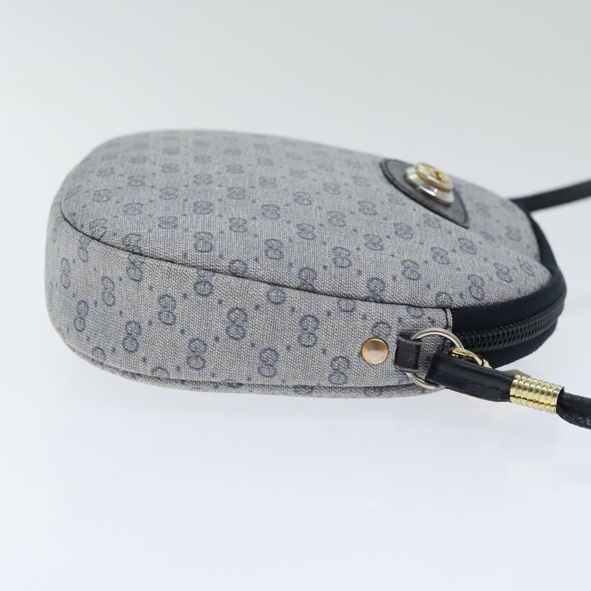 GUCCI Micro GG Supreme Shoulder Bag PVC Navy Gold Auth mr487