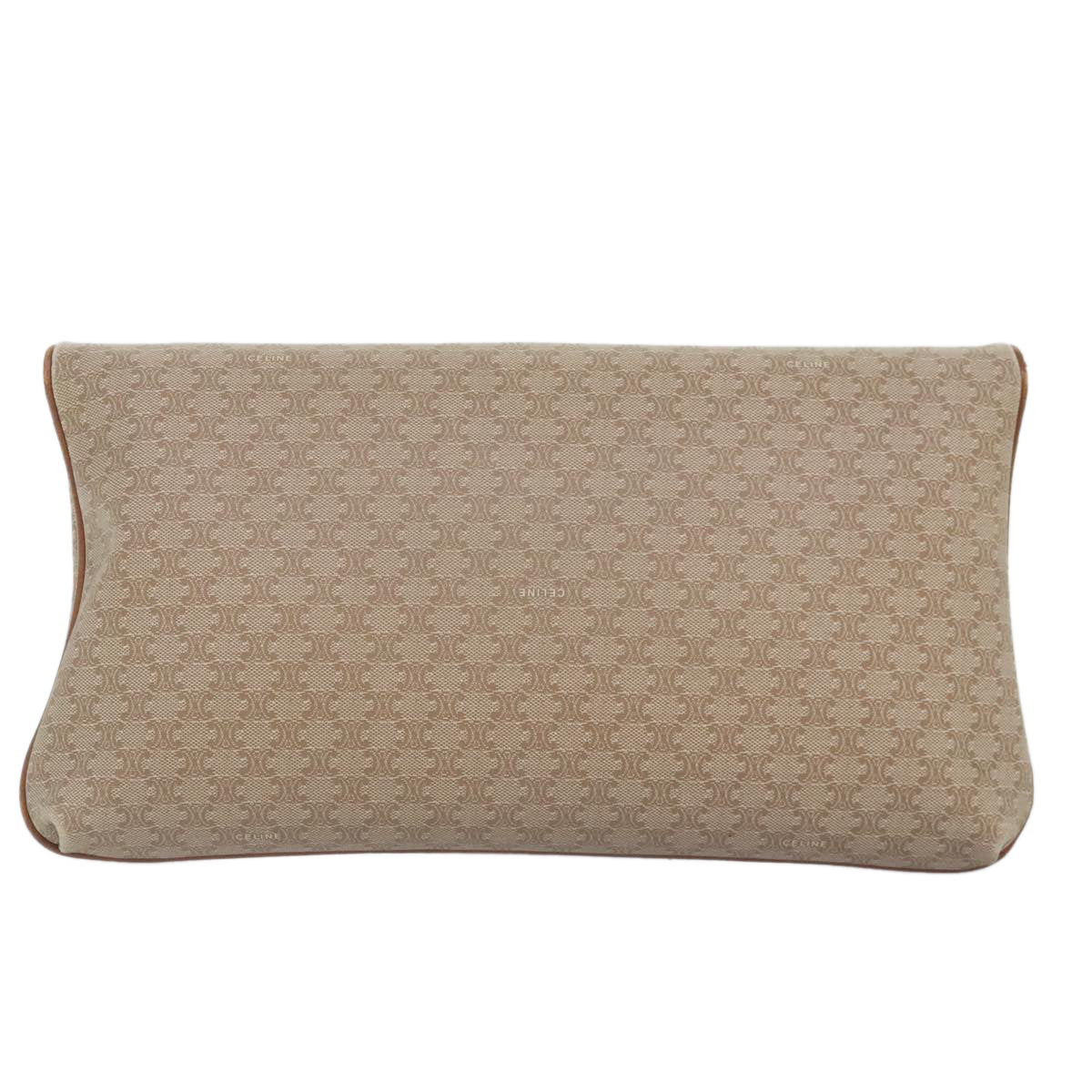 CELINE Macadam Canvas Clutch Bag Beige Gold Auth mr492