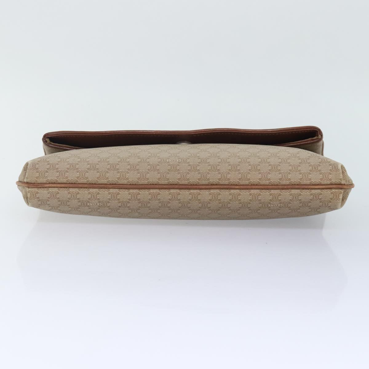 CELINE Macadam Canvas Clutch Bag Beige Gold Auth mr492