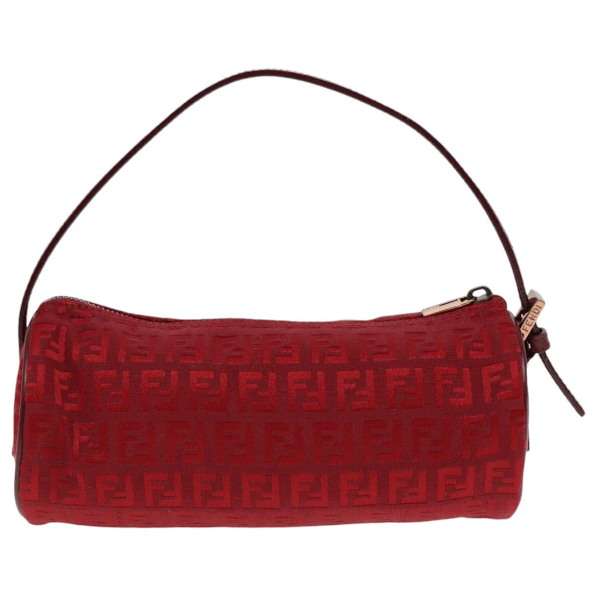 FENDI Zucchino Canvas Pouch Red Silver Auth mr496 - 0