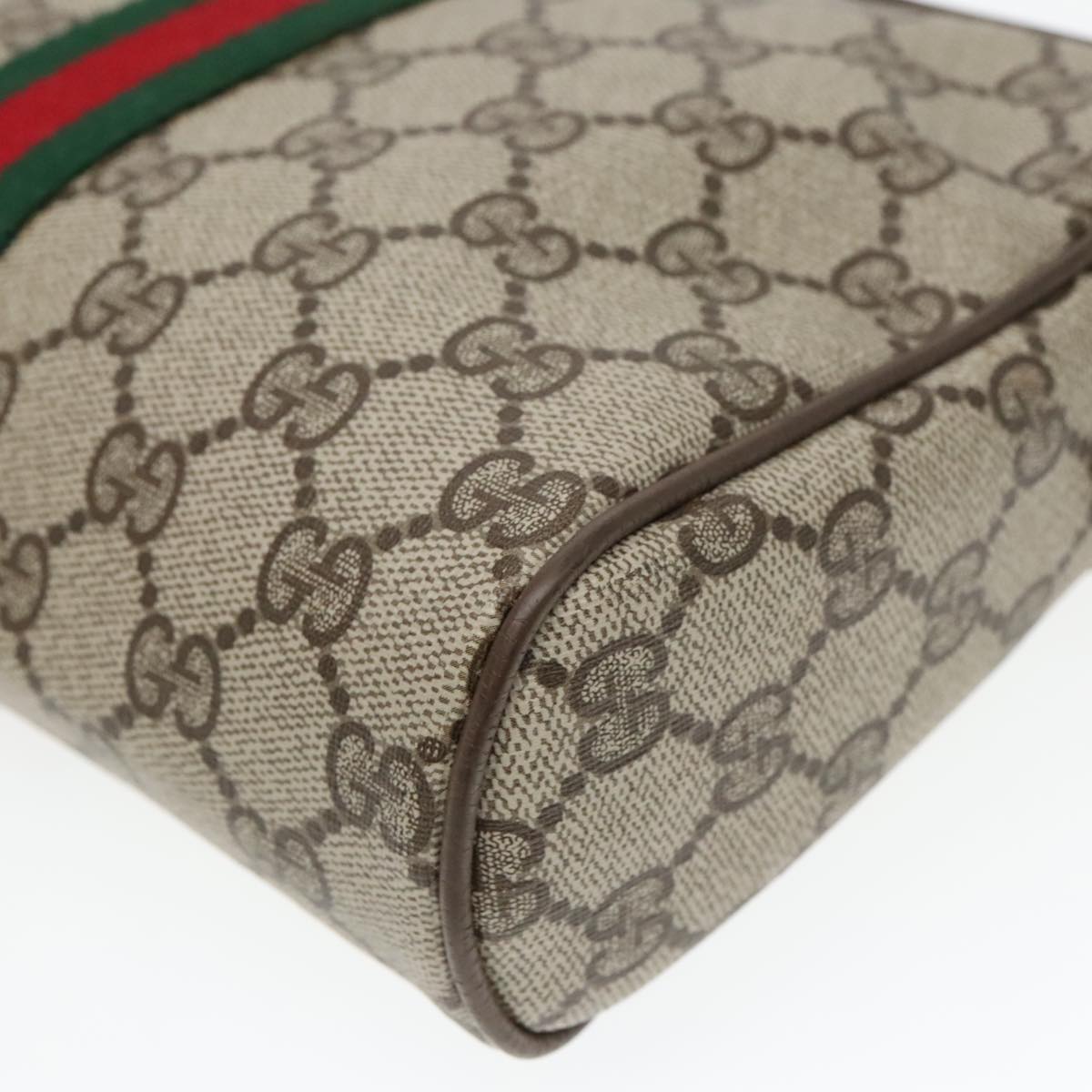 GUCCI GG Supreme Web Sherry Line Clutch Bag PVC Beige Red 89 01 012 Auth mr498