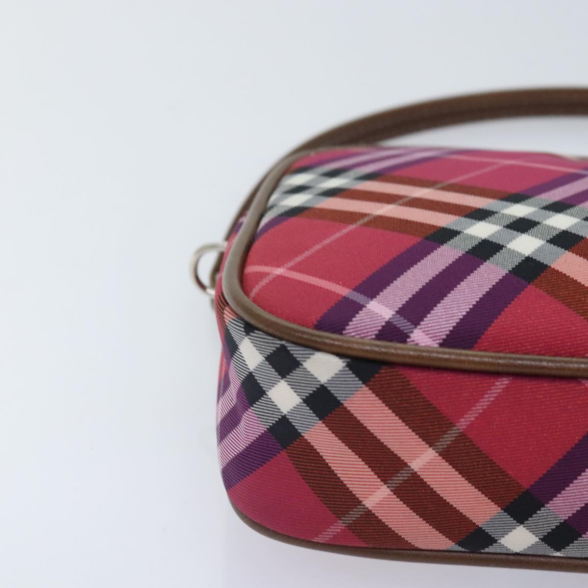 BURBERRY Nova Check Accessory Pouch Nylon Pink Silver Auth mr514