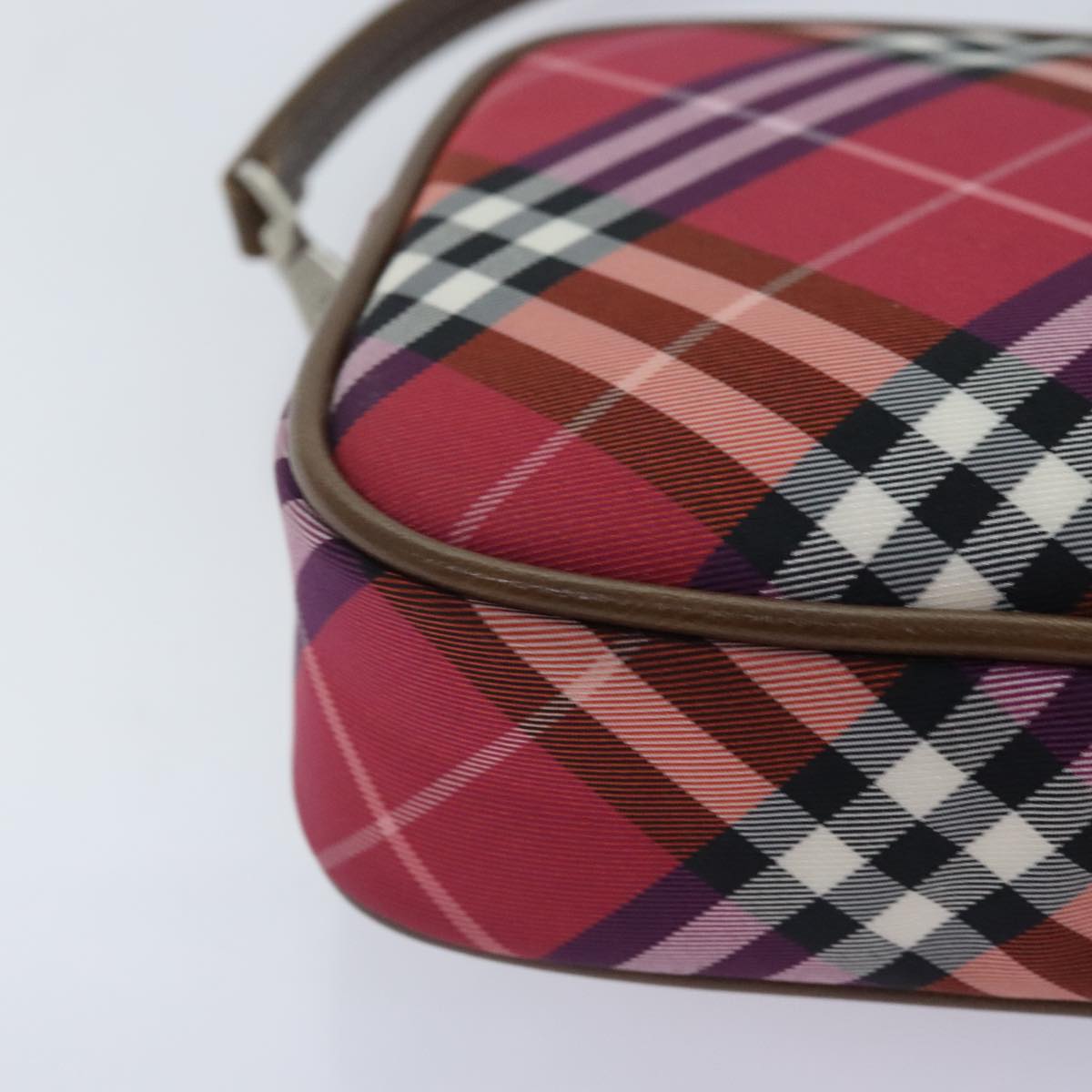 BURBERRY Nova Check Accessory Pouch Nylon Pink Silver Auth mr514