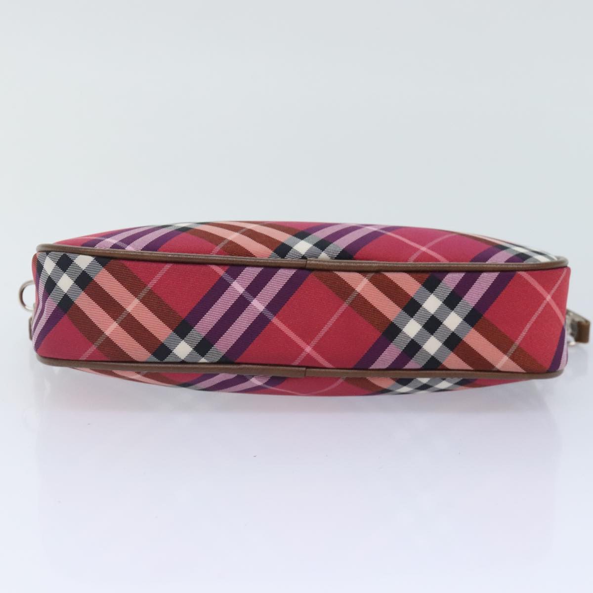 BURBERRY Nova Check Accessory Pouch Nylon Pink Silver Auth mr514