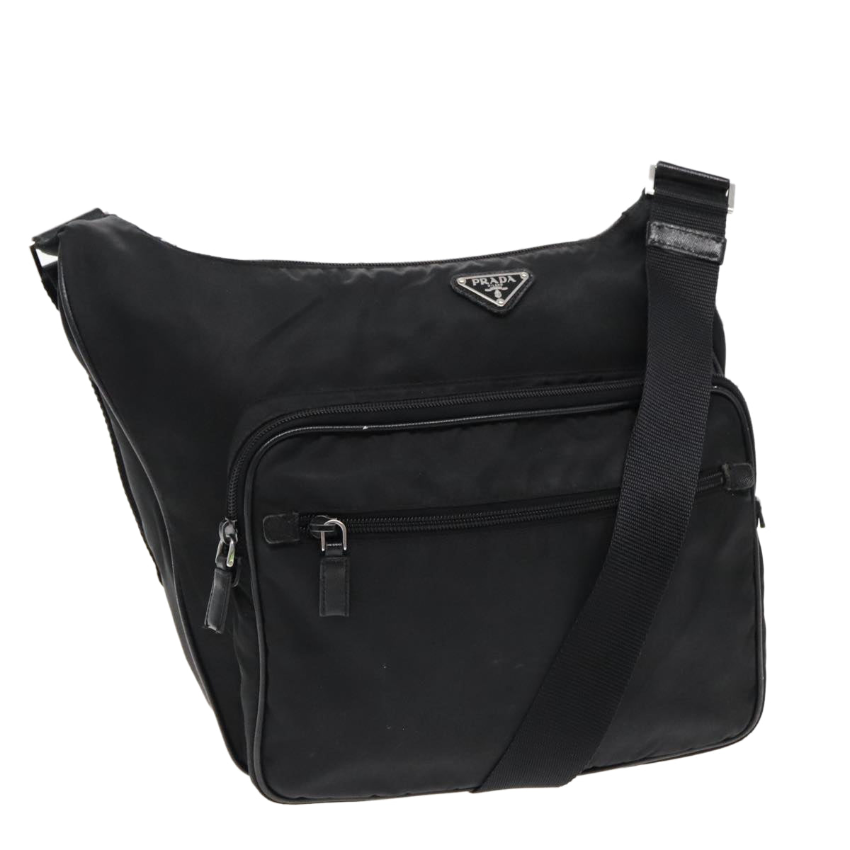 PRADA Shoulder Bag Nylon Black Silver Auth mr515