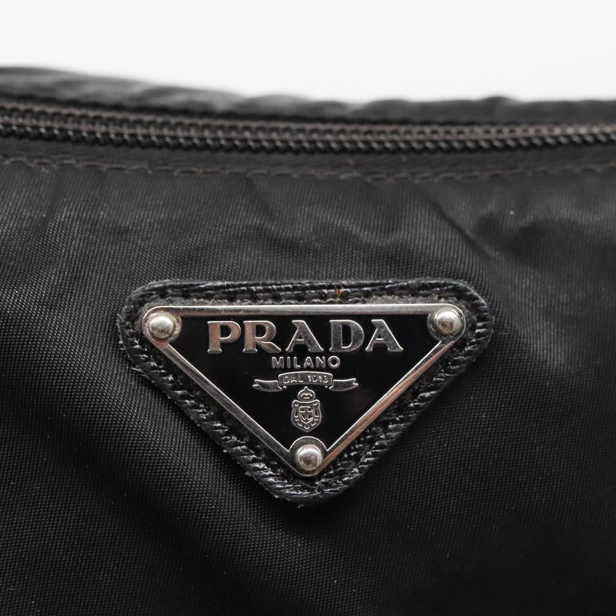 PRADA Shoulder Bag Nylon Black Silver Auth mr515