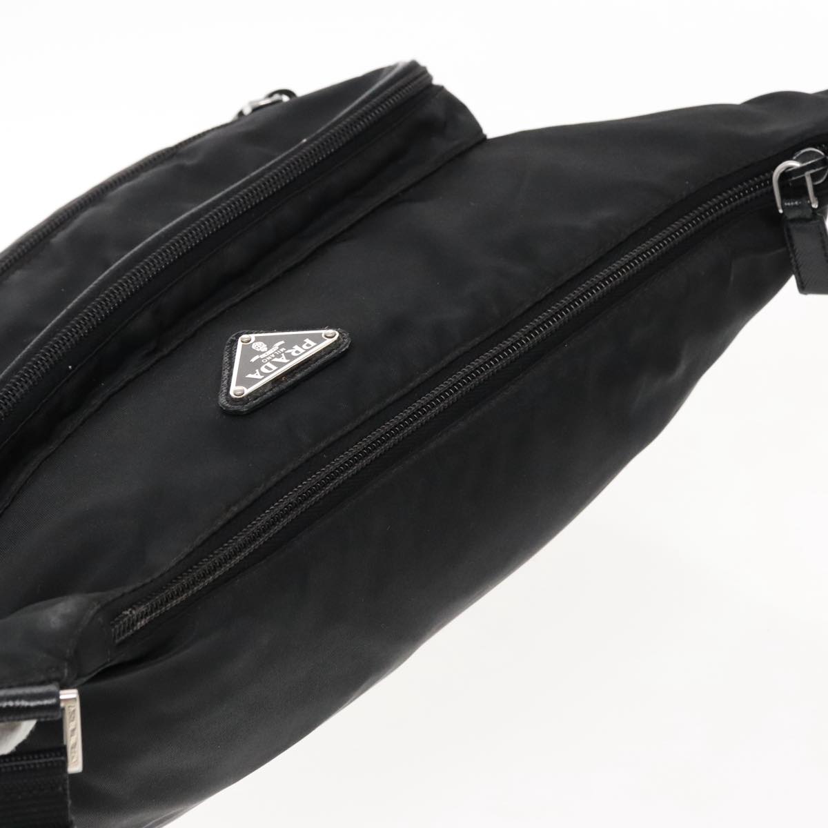 PRADA Shoulder Bag Nylon Black Silver Auth mr515