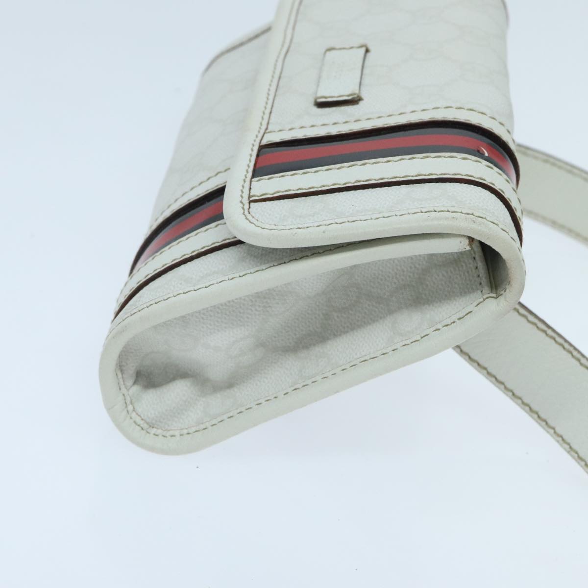 GUCCI GG Supreme Sherry Line Waist bag PVC White Red Navy 152597 Auth mr526