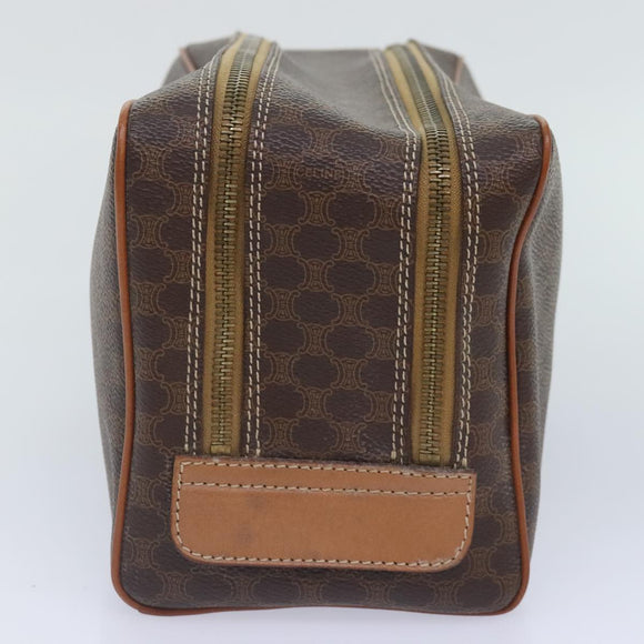 CELINE Macadam Canvas Clutch Bag PVC Leather Brown Gold Auth mr528