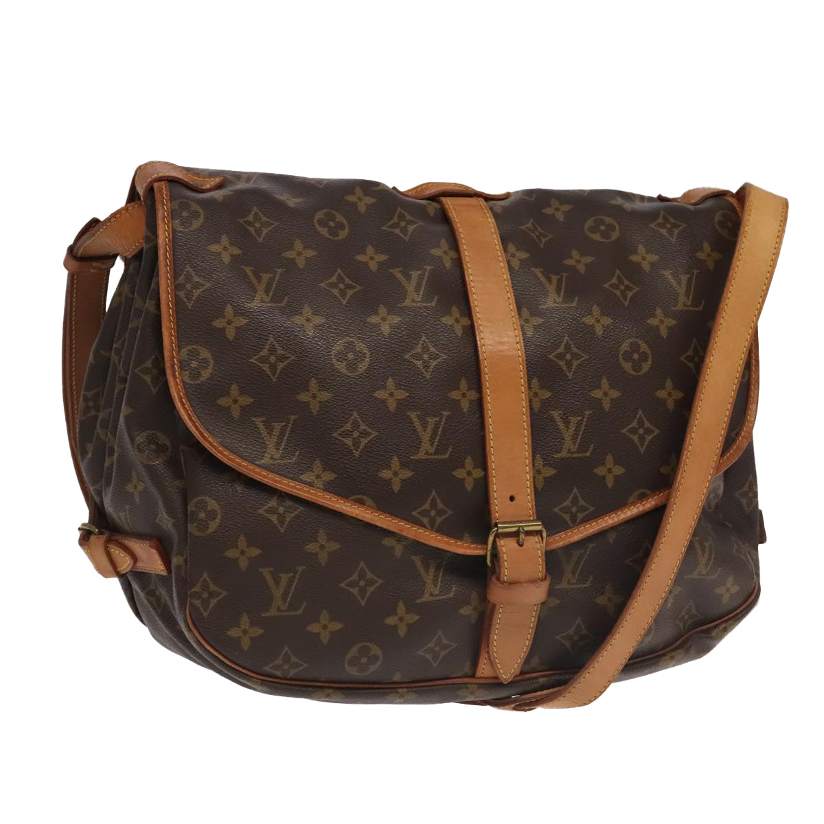 LOUIS VUITTON Monogram Saumur 35 Shoulder Bag M42254 LV Auth mr547