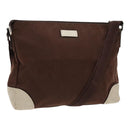 GUCCI Shoulder Bag Canvas Leather Brown White Silver 257301 Auth mr553-1