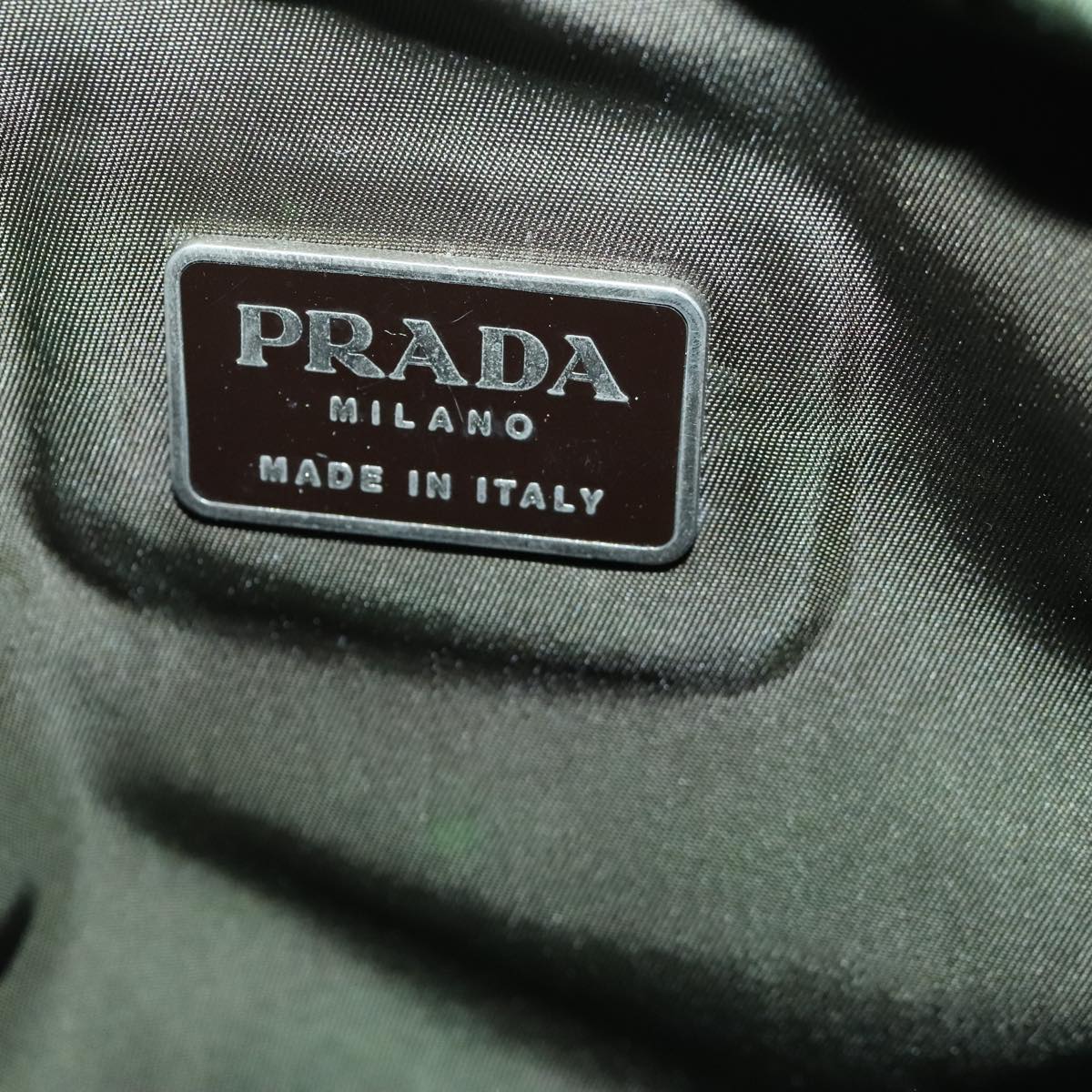 PRADA Shoulder Bag Nylon Green Dark Brown Silver Auth mr557