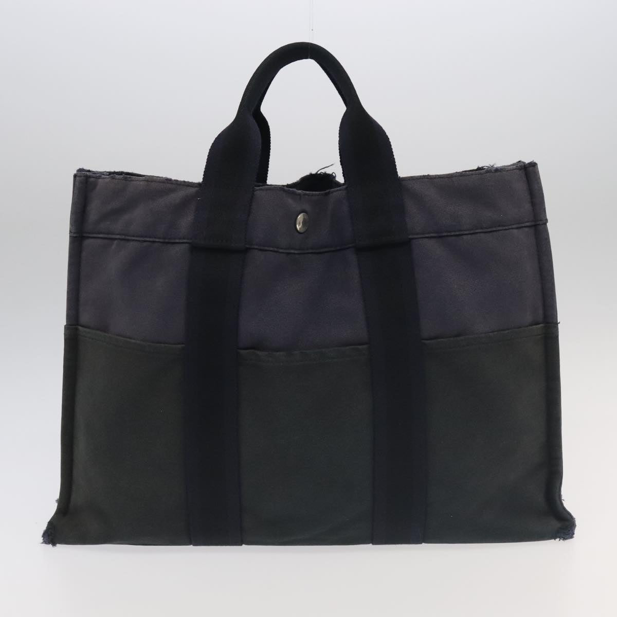 HERMES Fourre Tout Tote Bag Canvas 4Set Navy Gray Red Auth mr563