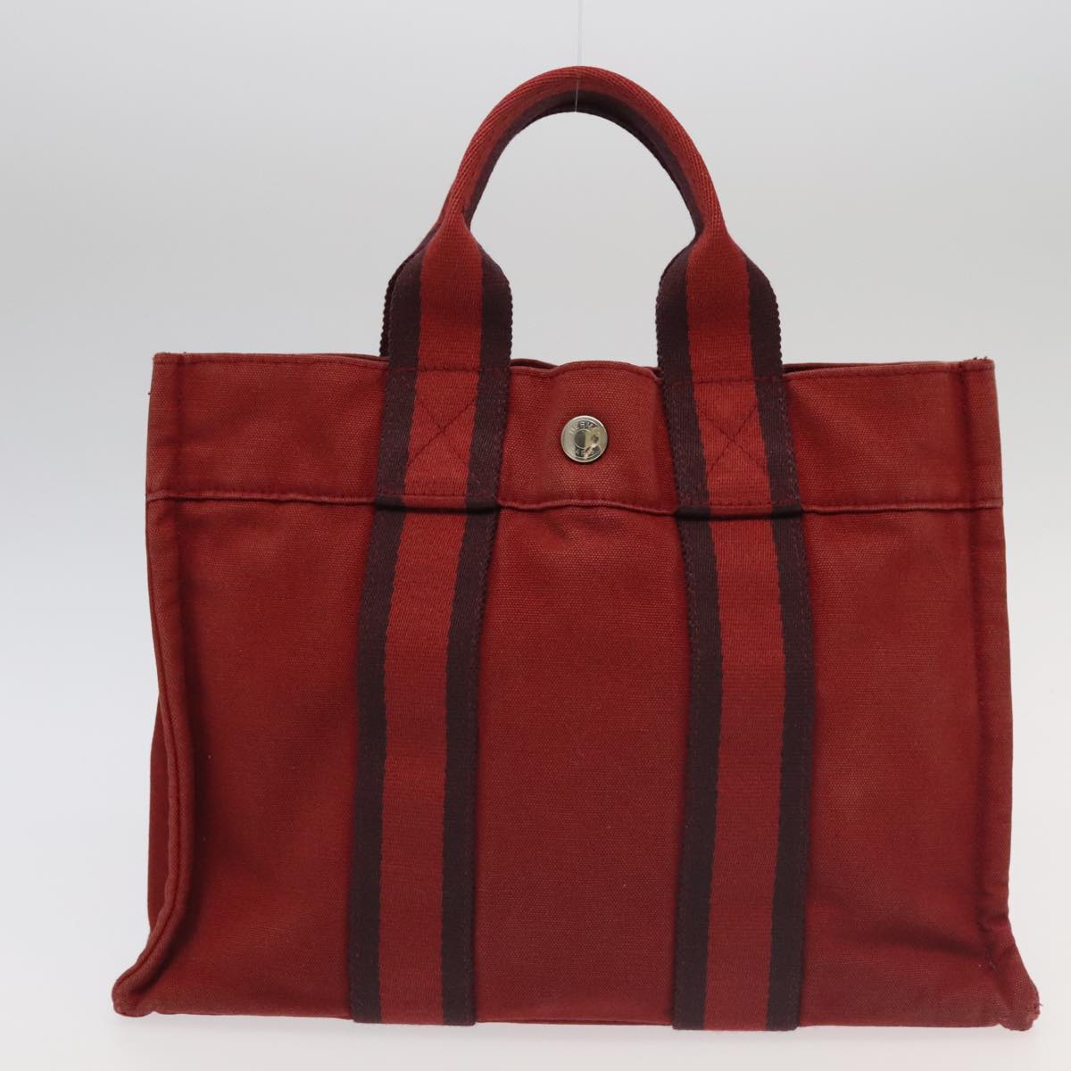 HERMES Fourre Tout Tote Bag Canvas 4Set Navy Gray Red Auth mr563