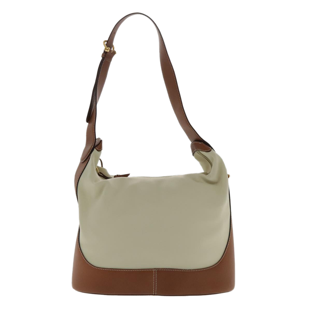 LOEWE Shoulder Bag Canvas Beige Gold Auth mr566