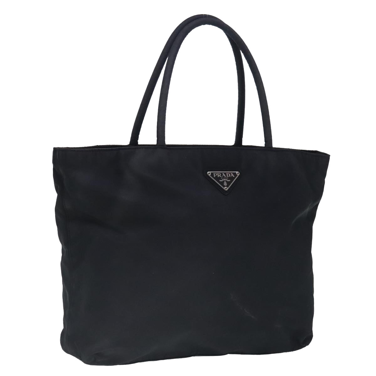 PRADA Tote Bag Nylon Black Silver Auth mr571