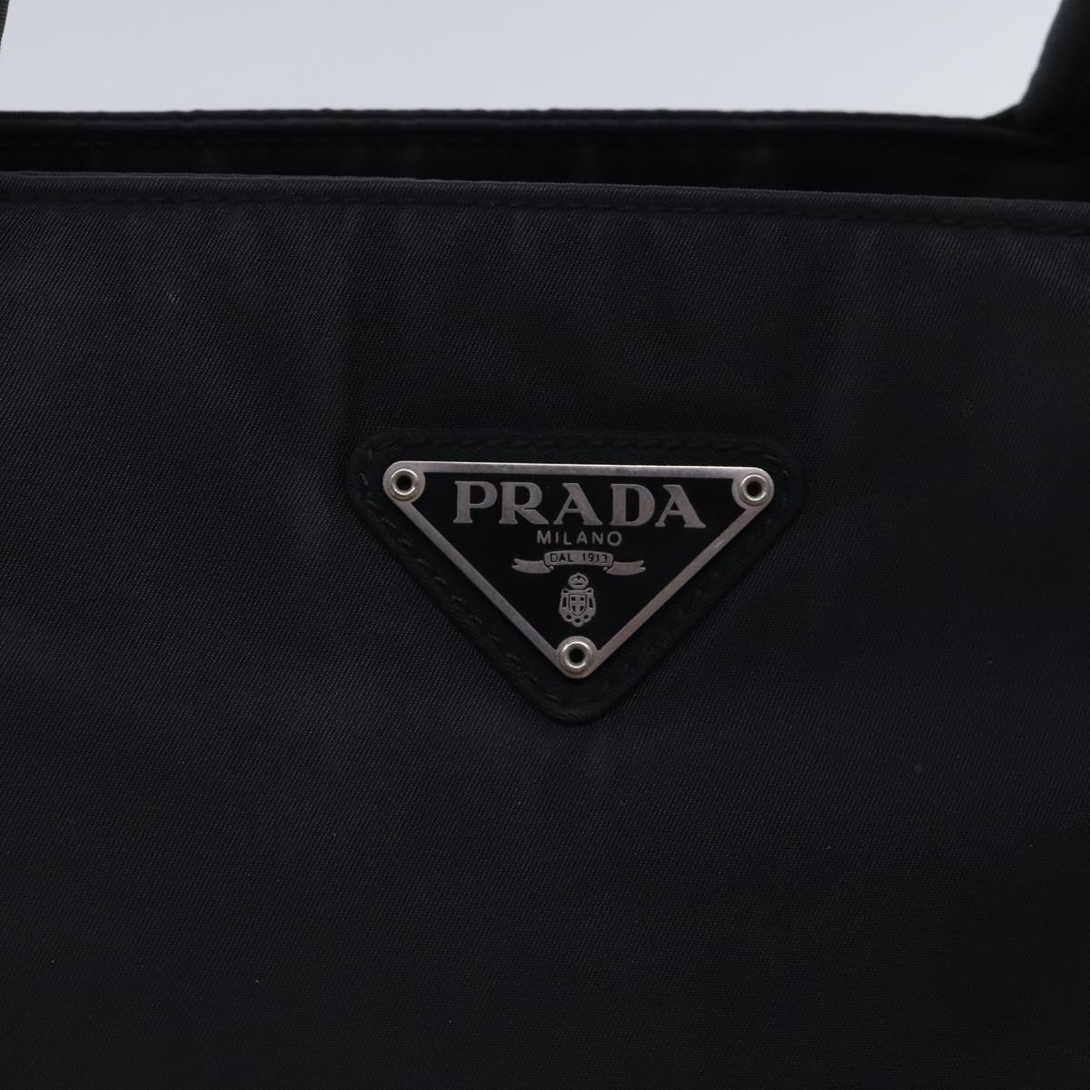 PRADA Tote Bag Nylon Black Silver Auth mr571