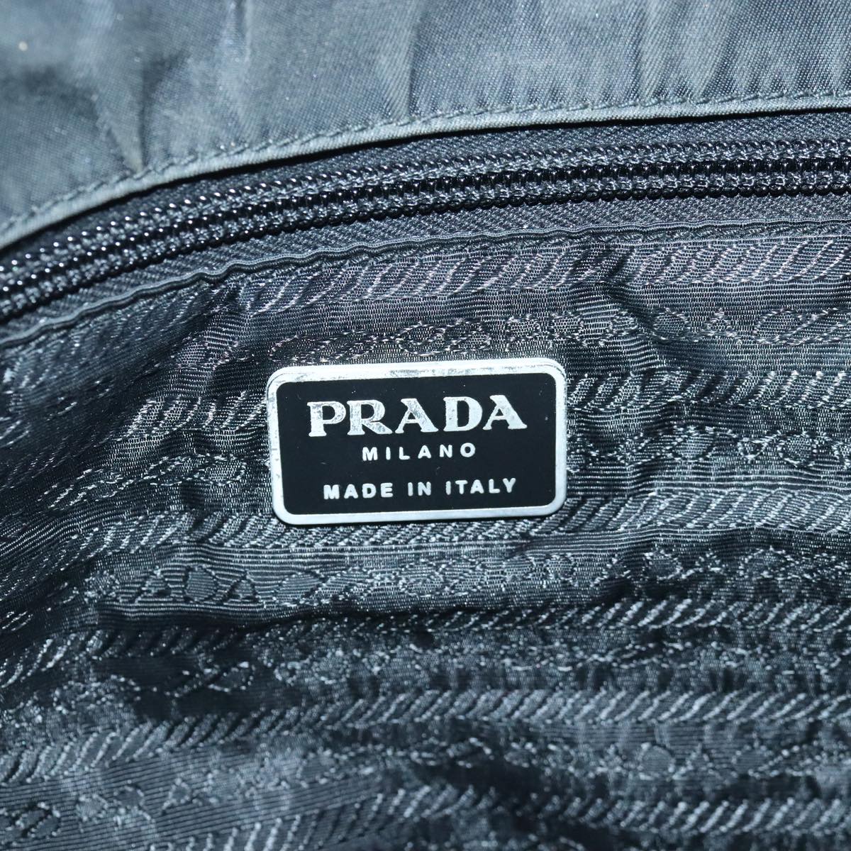 PRADA Tote Bag Nylon Black Silver Auth mr571