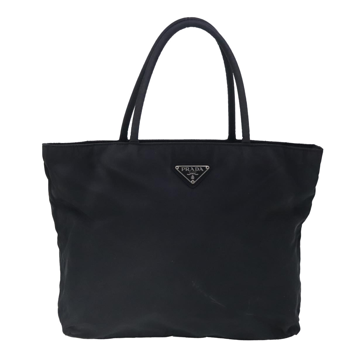 PRADA Tote Bag Nylon Black Silver Auth mr571