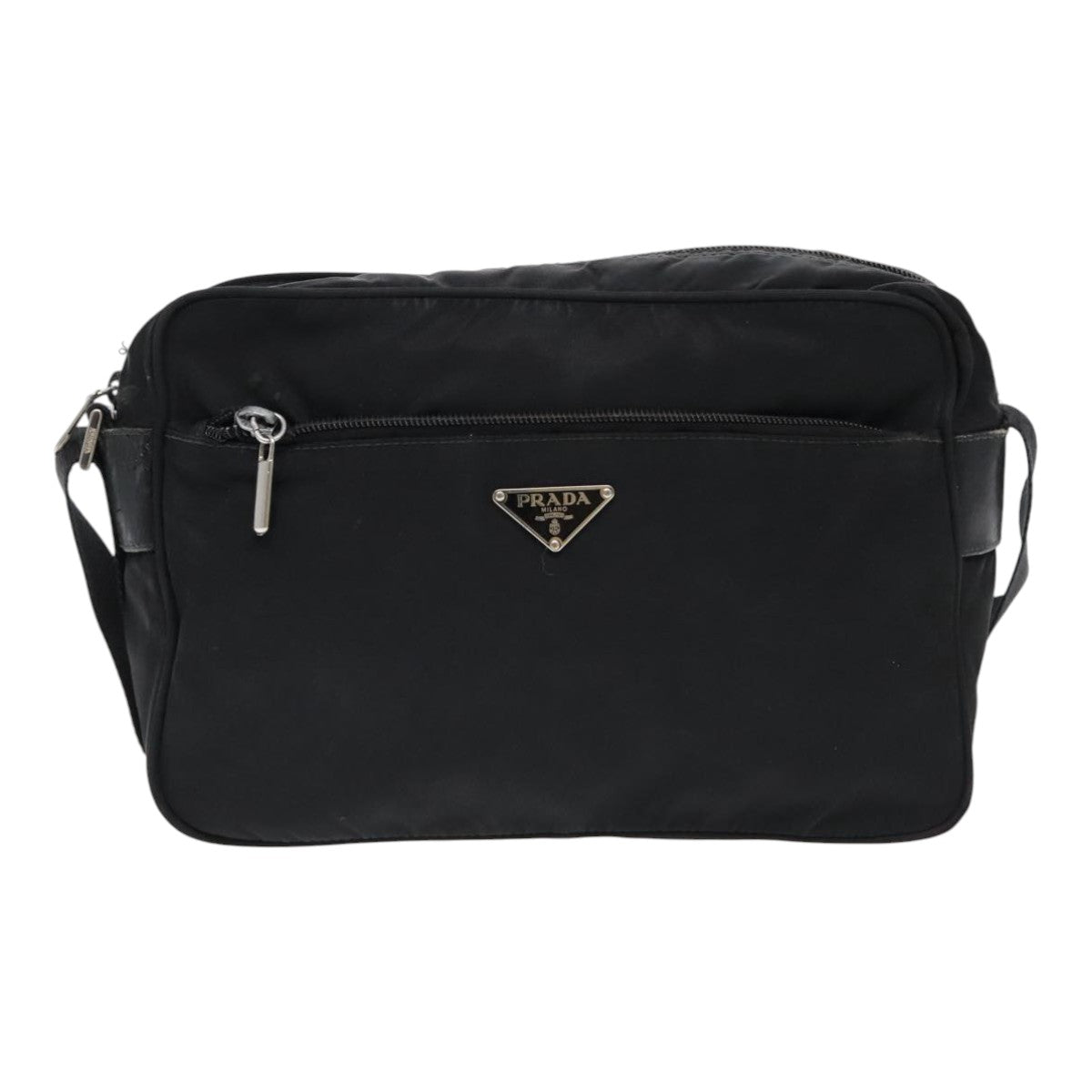 PRADA Shoulder Bag Nylon Black Silver Auth mr572 - 0