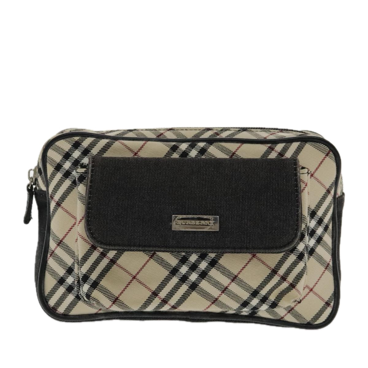 BURBERRY Nova Check Waist bag Canvas Beige Silver Auth mr594