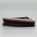 CARTIER Must Line Shoulder Bag Leather Bordeaux Gold Auth mr607-11