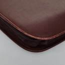 CARTIER Must Line Shoulder Bag Leather Bordeaux Gold Auth mr607-12