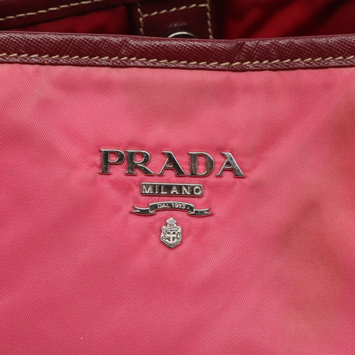 PRADA Tote Bag Nylon Pink Silver Auth mr613