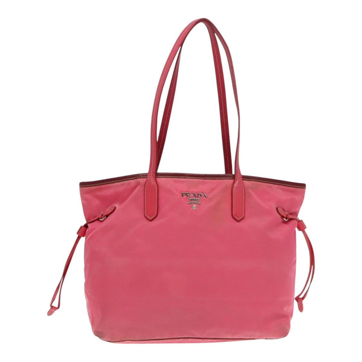 PRADA Tote Bag Nylon Pink Silver Auth mr613