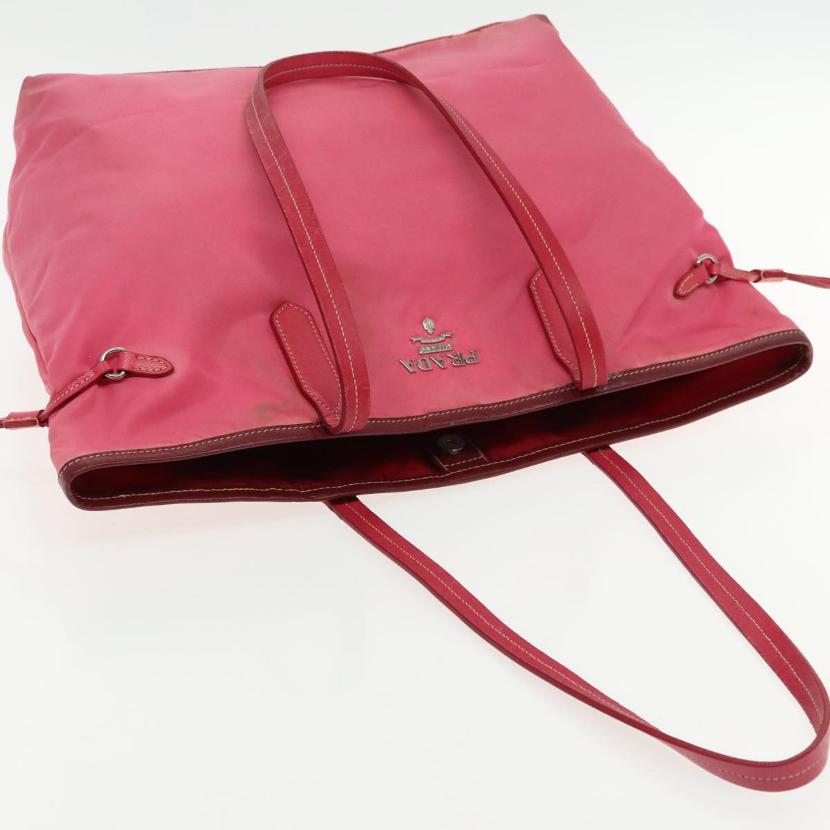 PRADA Tote Bag Nylon Pink Silver Auth mr613