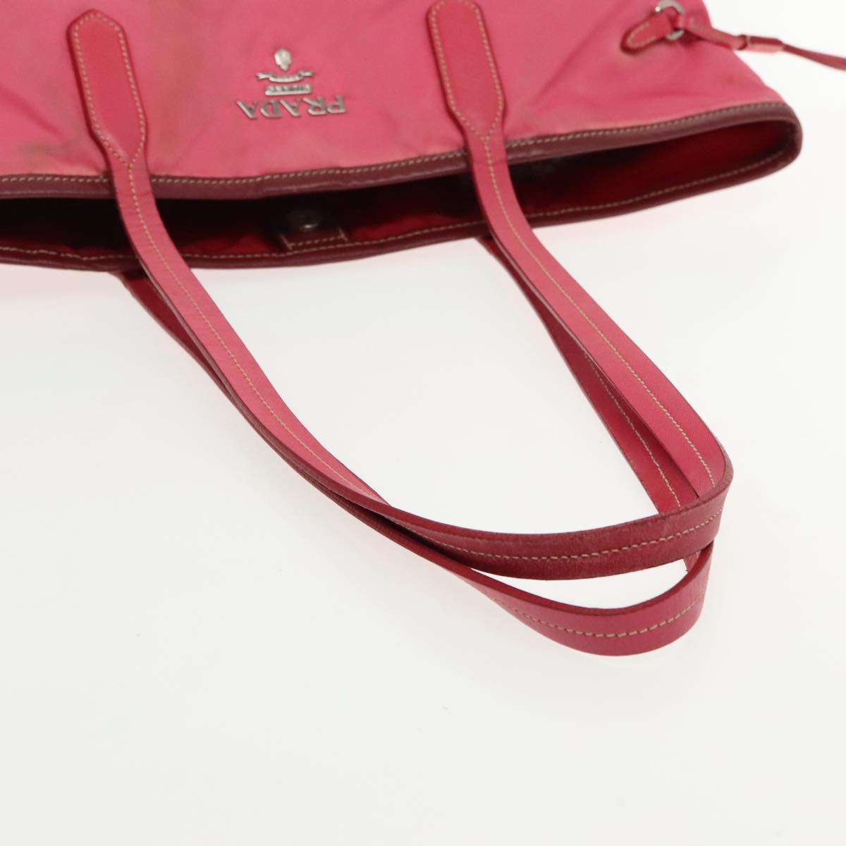 PRADA Tote Bag Nylon Pink Silver Auth mr613