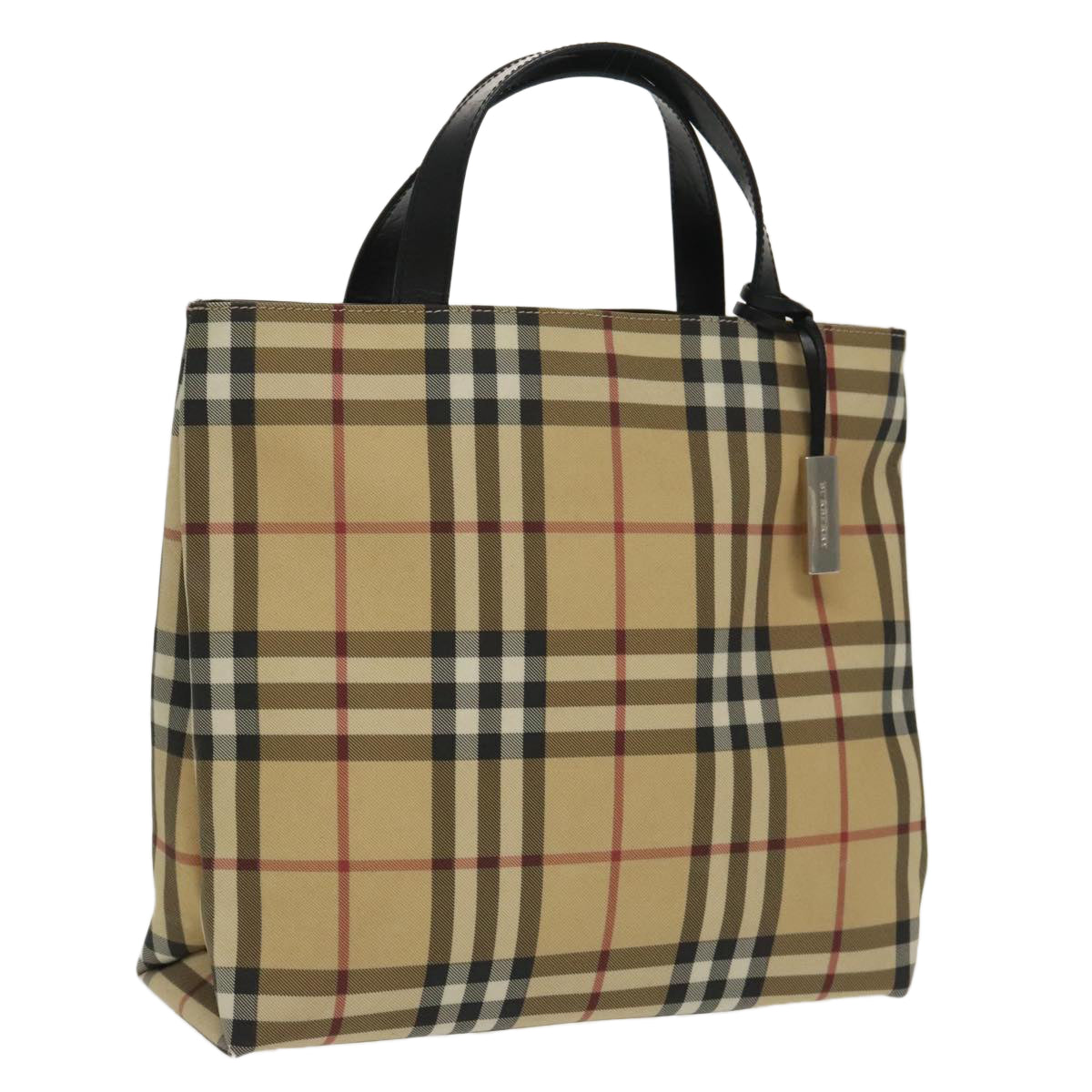 BURBERRY Nova Check Tote Bag PVC Beige Auth mr616