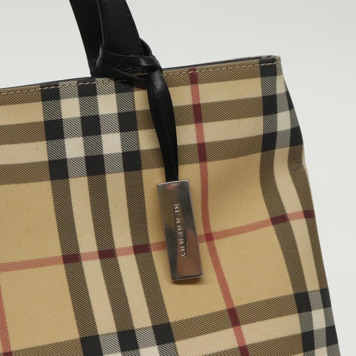 BURBERRY Nova Check Tote Bag PVC Beige Auth mr616