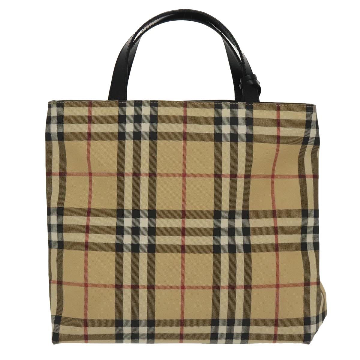 BURBERRY Nova Check Tote Bag PVC Beige Auth mr616