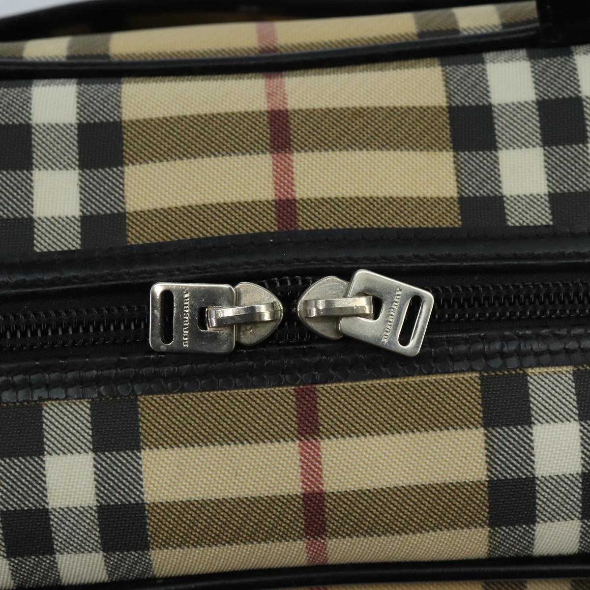 BURBERRY Nova Check Hand Bag PVC Silver Beige Auth mr618