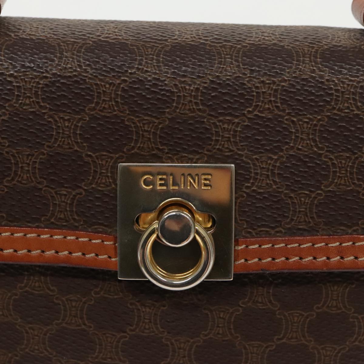 CELINE Macadam Canvas Hand Bag PVC Leather Brown Gold Auth mr619