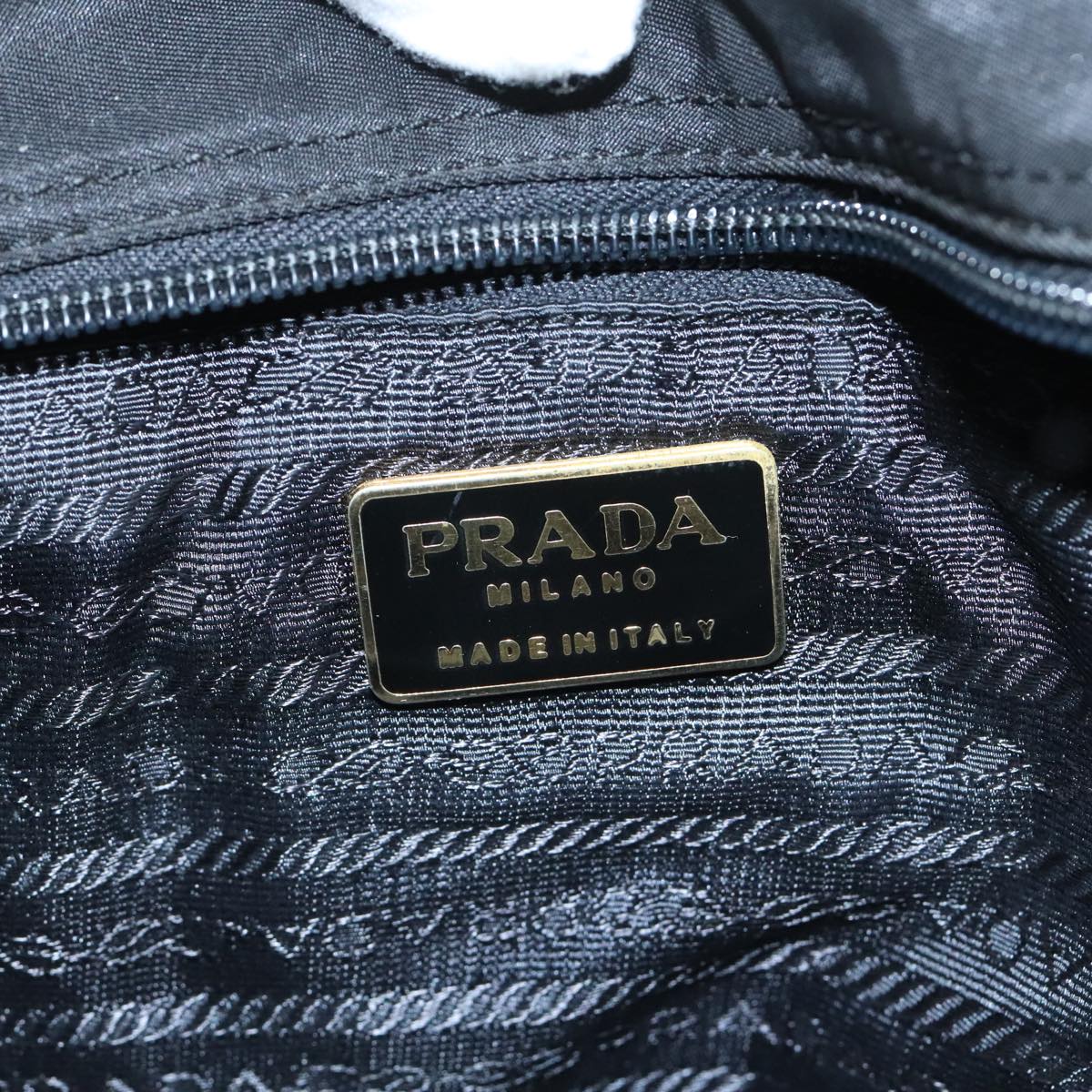 PRADA Hand Bag Nylon Gold Black Auth mr620