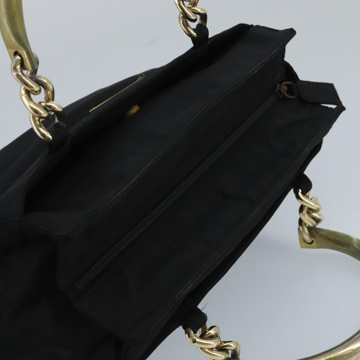 PRADA Hand Bag Nylon Gold Black Auth mr620